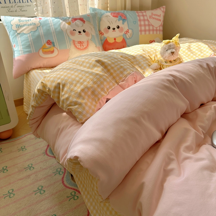 91家纺网 家纺一手货源 找家纺 澜妃 2025新款萌萌哒卡通毛巾绣四件套系列一 小狗仔party