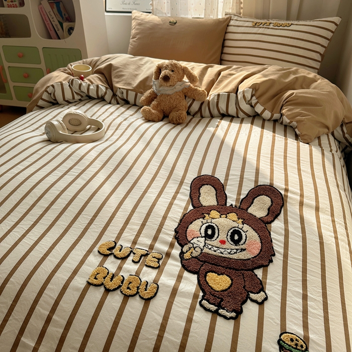 91家纺网 家纺一手货源 找家纺 （总）澜妃 2025新款萌萌哒卡通毛巾绣四件套系列一