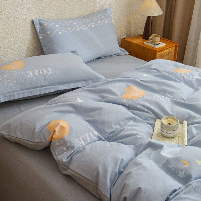 91家纺网 家纺一手货源 找家纺 小叮当家纺仓储工厂店 2025新款（买家秀 不断货）简约时尚全棉纯棉磨毛四件套 星月