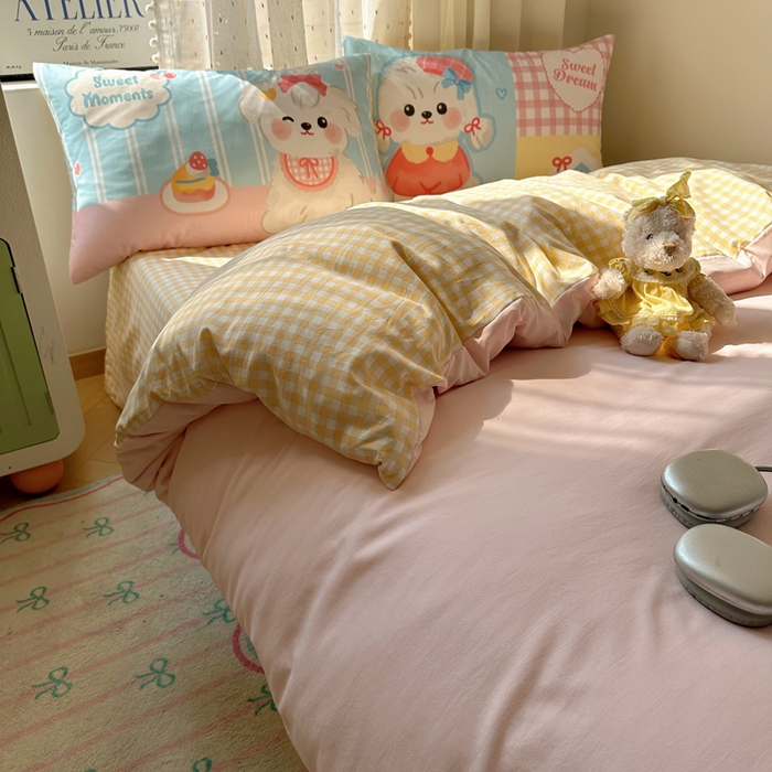 91家纺网 家纺一手货源 找家纺 澜妃 2025新款萌萌哒卡通毛巾绣四件套系列一 小狗仔party