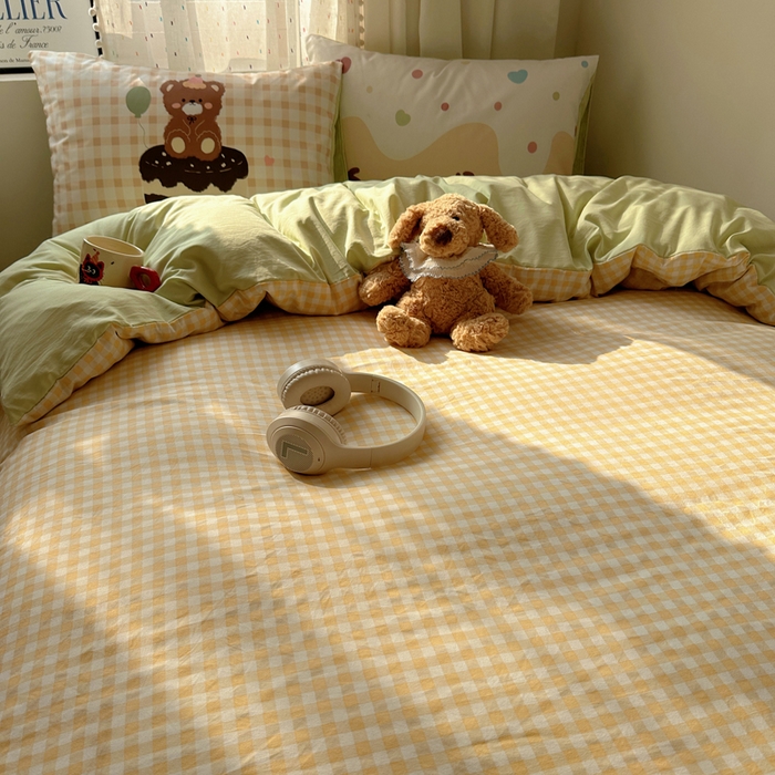 91家纺网 家纺一手货源 找家纺 澜妃 2025新款萌萌哒卡通毛巾绣四件套系列一 巧克力蛋糕熊