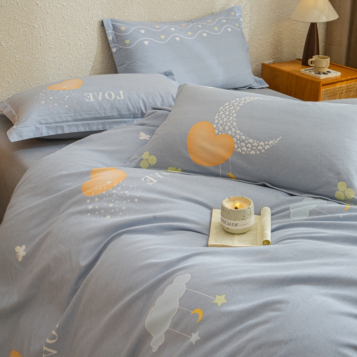 91家纺网 家纺一手货源 找家纺 小叮当家纺仓储工厂店 2025新款（买家秀 不断货）简约时尚全棉纯棉磨毛四件套 星月