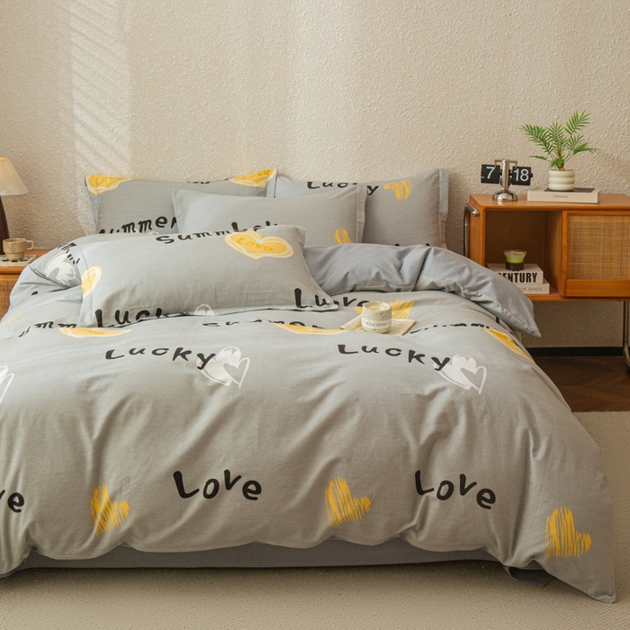 91家纺网 家纺一手货源 找家纺 小叮当家纺仓储工厂店 2025新款（买家秀 不断货）简约时尚全棉纯棉磨毛四件套 幸运星