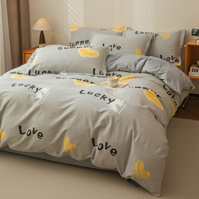 91家纺网 家纺一手货源 找家纺 小叮当家纺仓储工厂店 2025新款（买家秀 不断货）简约时尚全棉纯棉磨毛四件套 幸运星