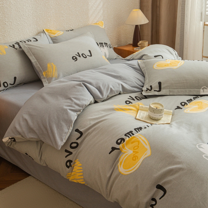 91家纺网 家纺一手货源 找家纺 小叮当家纺仓储工厂店 2025新款（买家秀 不断货）简约时尚全棉纯棉磨毛四件套 幸运星