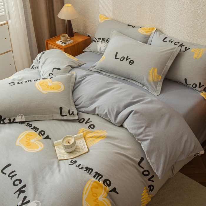 91家纺网 家纺一手货源 找家纺 小叮当家纺仓储工厂店 2025新款（买家秀 不断货）简约时尚全棉纯棉磨毛四件套 幸运星