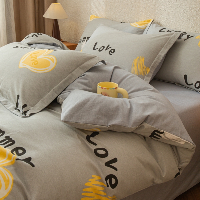 91家纺网 家纺一手货源 找家纺 小叮当家纺仓储工厂店 2025新款（买家秀 不断货）简约时尚全棉纯棉磨毛四件套 幸运星