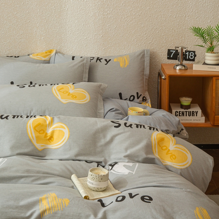 91家纺网 家纺一手货源 找家纺 小叮当家纺仓储工厂店 2025新款（买家秀 不断货）简约时尚全棉纯棉磨毛四件套 幸运星