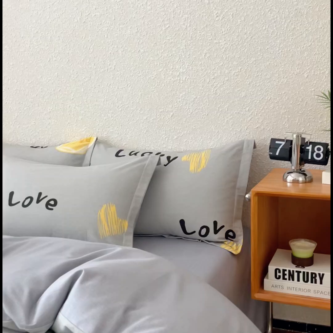 91家纺网 家纺一手货源 找家纺 小叮当家纺仓储工厂店 2025新款（买家秀 不断货）简约时尚全棉纯棉磨毛四件套 幸运星