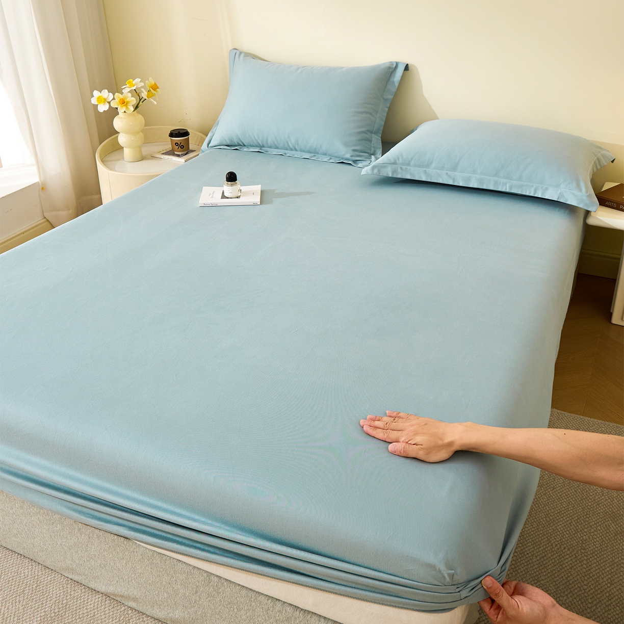 91家纺网 家纺一手货源 找家纺 （总）元元家居（元元被业） 2025秋冬新款全棉纯棉磨毛纯色四件套