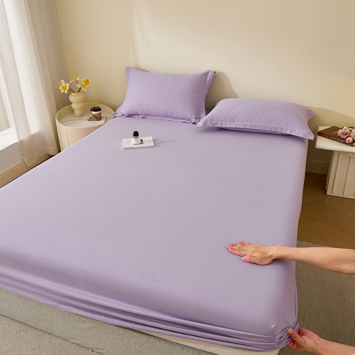 91家纺网 家纺一手货源 找家纺 （总）元元家居（元元被业） 2025新款全棉纯棉磨毛纯色单床笠