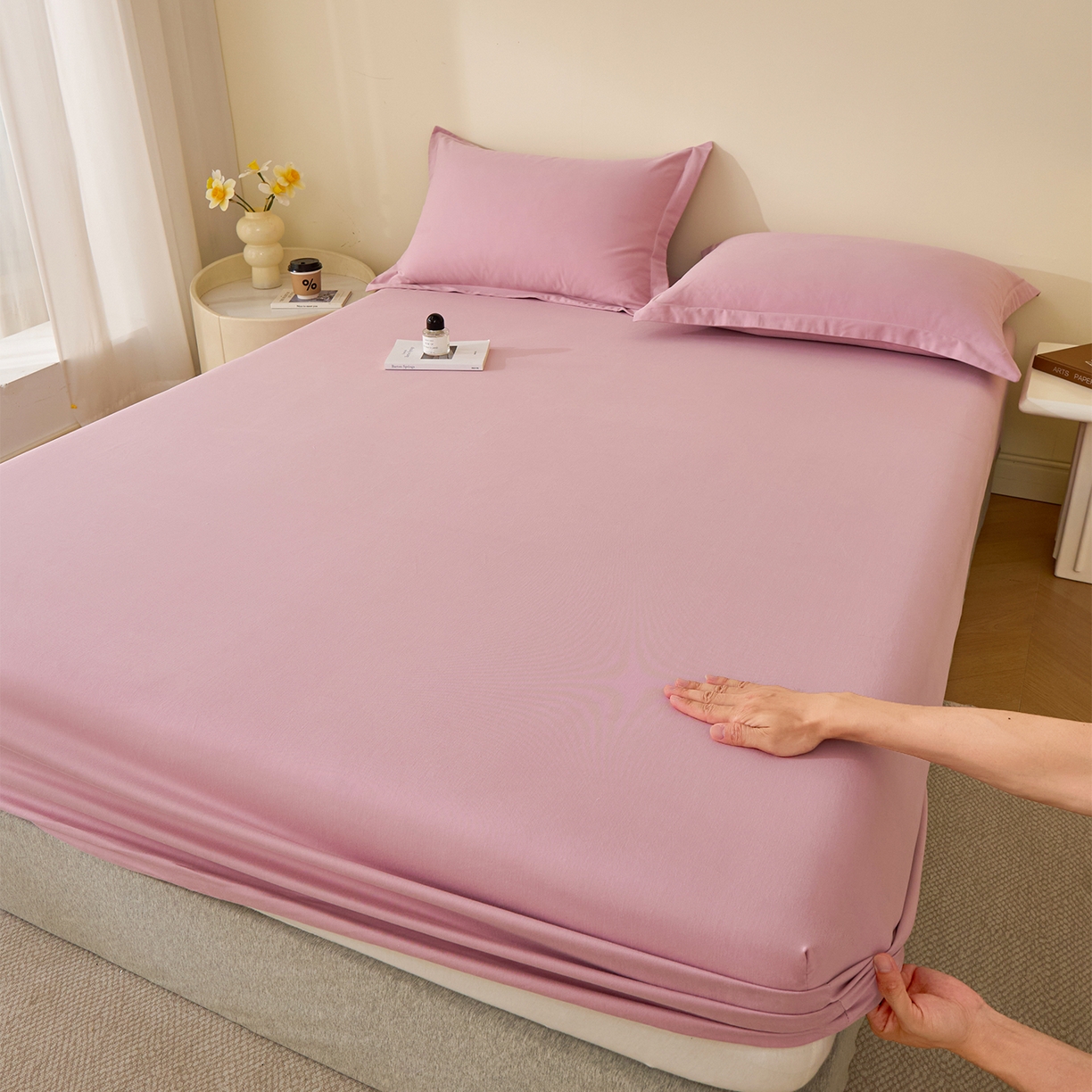 91家纺网 家纺一手货源 找家纺 （总）元元家居（元元被业） 2025新款全棉纯棉磨毛纯色单床笠