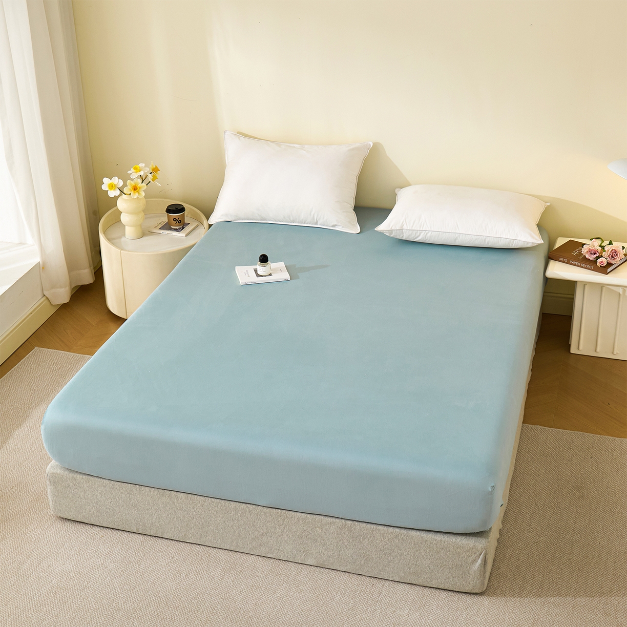 91家纺网 家纺一手货源 找家纺 （总）元元家居（元元被业） 2025新款全棉纯棉磨毛纯色单床笠