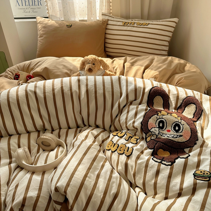 澜妃 2025新款萌萌哒卡通毛巾绣四件套系列一 冰激凌LABUBU