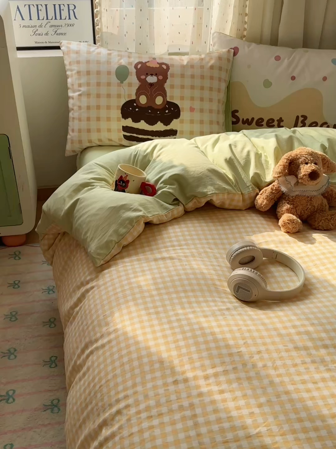 91家纺网 家纺一手货源 找家纺 澜妃 2025新款萌萌哒卡通毛巾绣四件套系列一 巧克力蛋糕熊