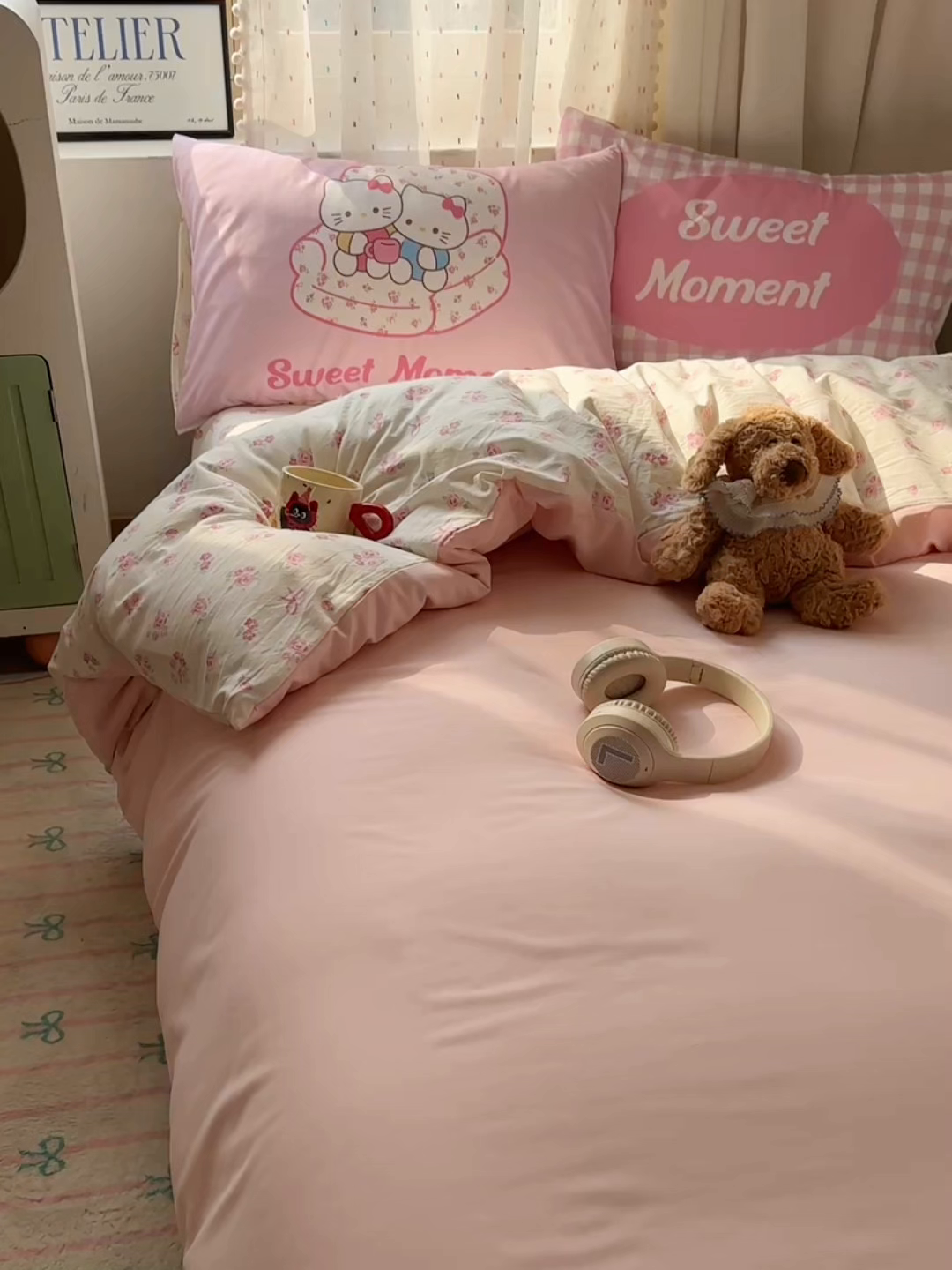 91家纺网 家纺一手货源 找家纺 澜妃 2025新款萌萌哒卡通毛巾绣四件套系列一 甜奶酱小猫