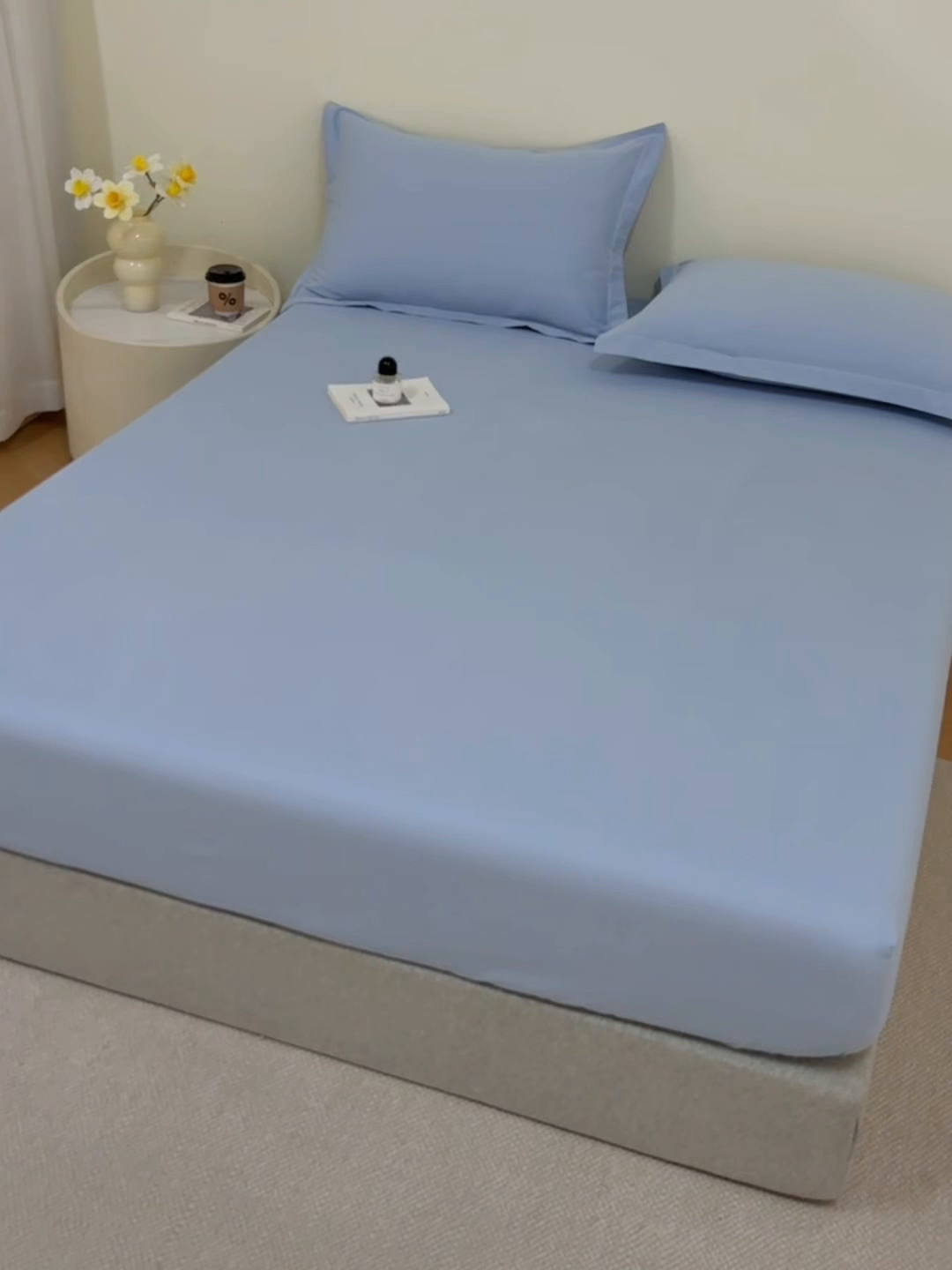 91家纺网 家纺一手货源 找家纺 元元家居（元元被业） 2025新款全棉纯棉磨毛纯色单床笠 景泰蓝