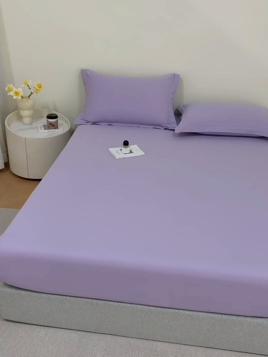 91家纺网 家纺一手货源 找家纺 元元家居（元元被业） 2025新款全棉纯棉磨毛纯色单床笠 慕山紫