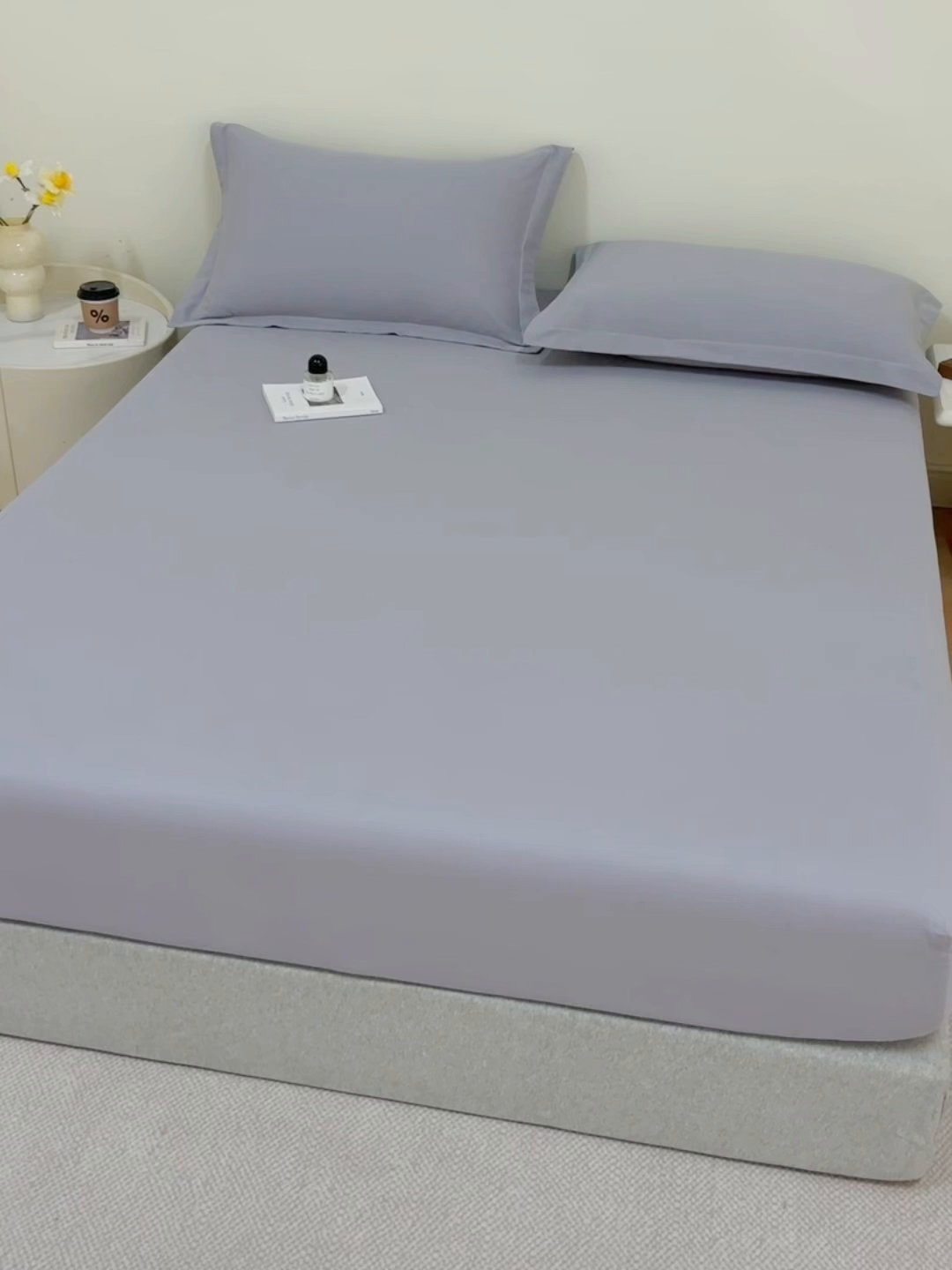 91家纺网 家纺一手货源 找家纺 元元家居（元元被业） 2025新款全棉纯棉磨毛纯色单床笠 烟灰