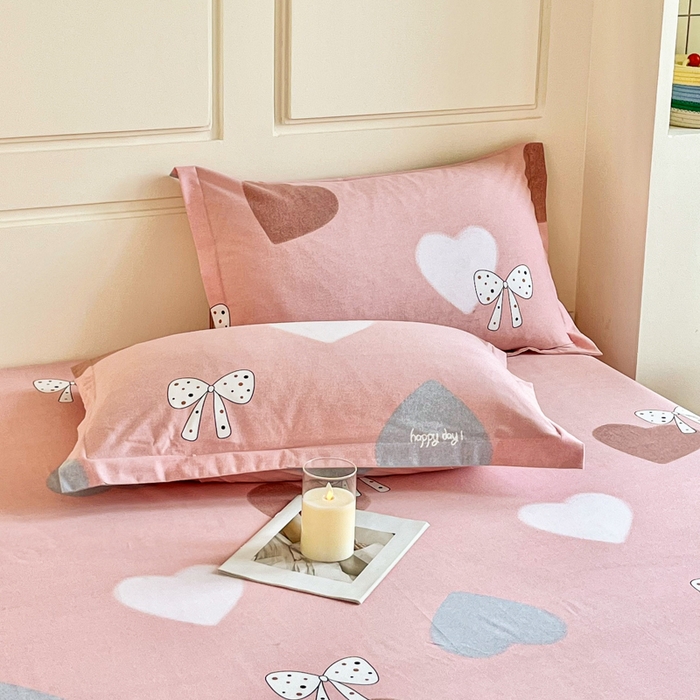 91家纺网 家纺一手货源 找家纺 小叮当家纺仓储工厂店 2025新款（买家秀 不断货）A类全棉纯棉磨毛单枕套 枕套单件 爱心蝴蝶