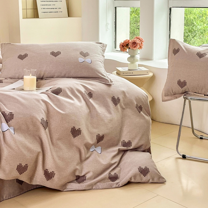 小叮当家纺仓储工厂店 2025新款（买家秀 不断货）A类全棉纯棉磨毛单枕套 枕套单件 乐高爱心