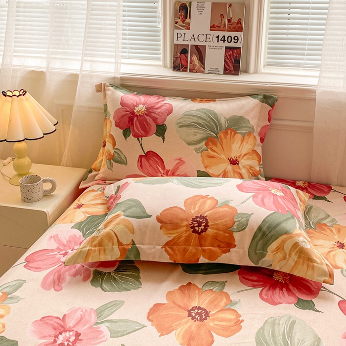 小叮当家纺仓储工厂店 2025新款（买家秀 不断货）A类全棉纯棉磨毛单枕套 枕套单件 浪漫花语