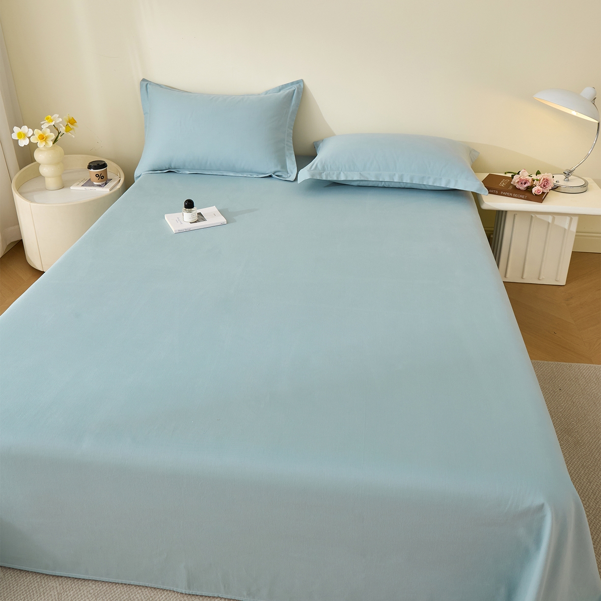 91家纺网 家纺一手货源 找家纺 元元家居（元元被业） 2025新款全棉纯棉磨毛纯色单床单 丹青