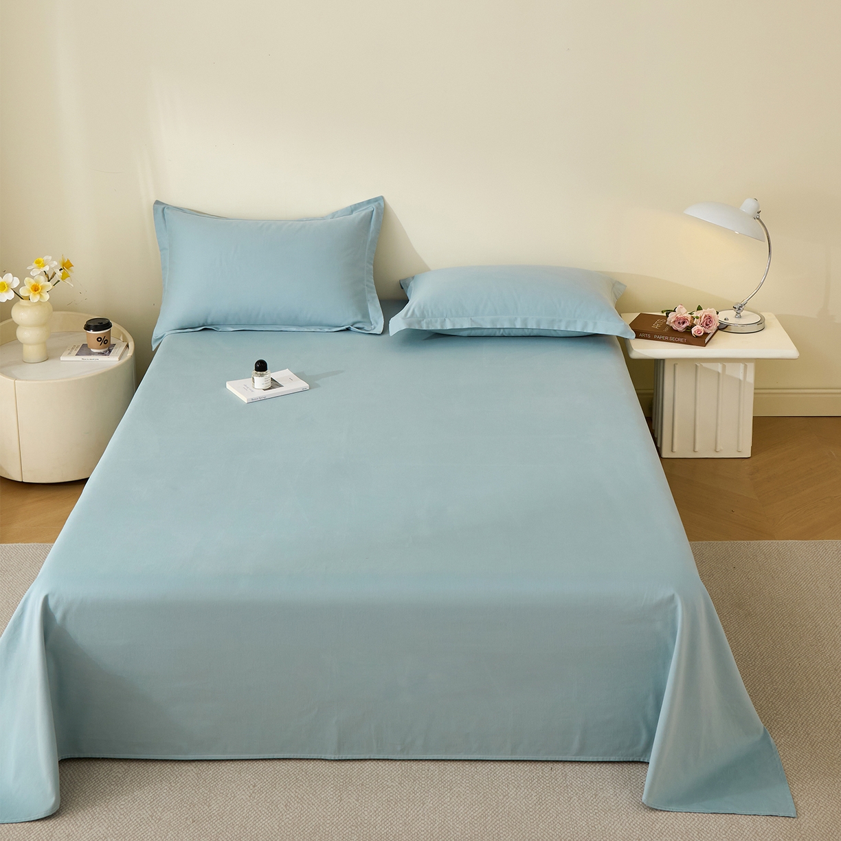 91家纺网 家纺一手货源 找家纺 元元家居（元元被业） 2025新款全棉纯棉磨毛纯色单床单 丹青