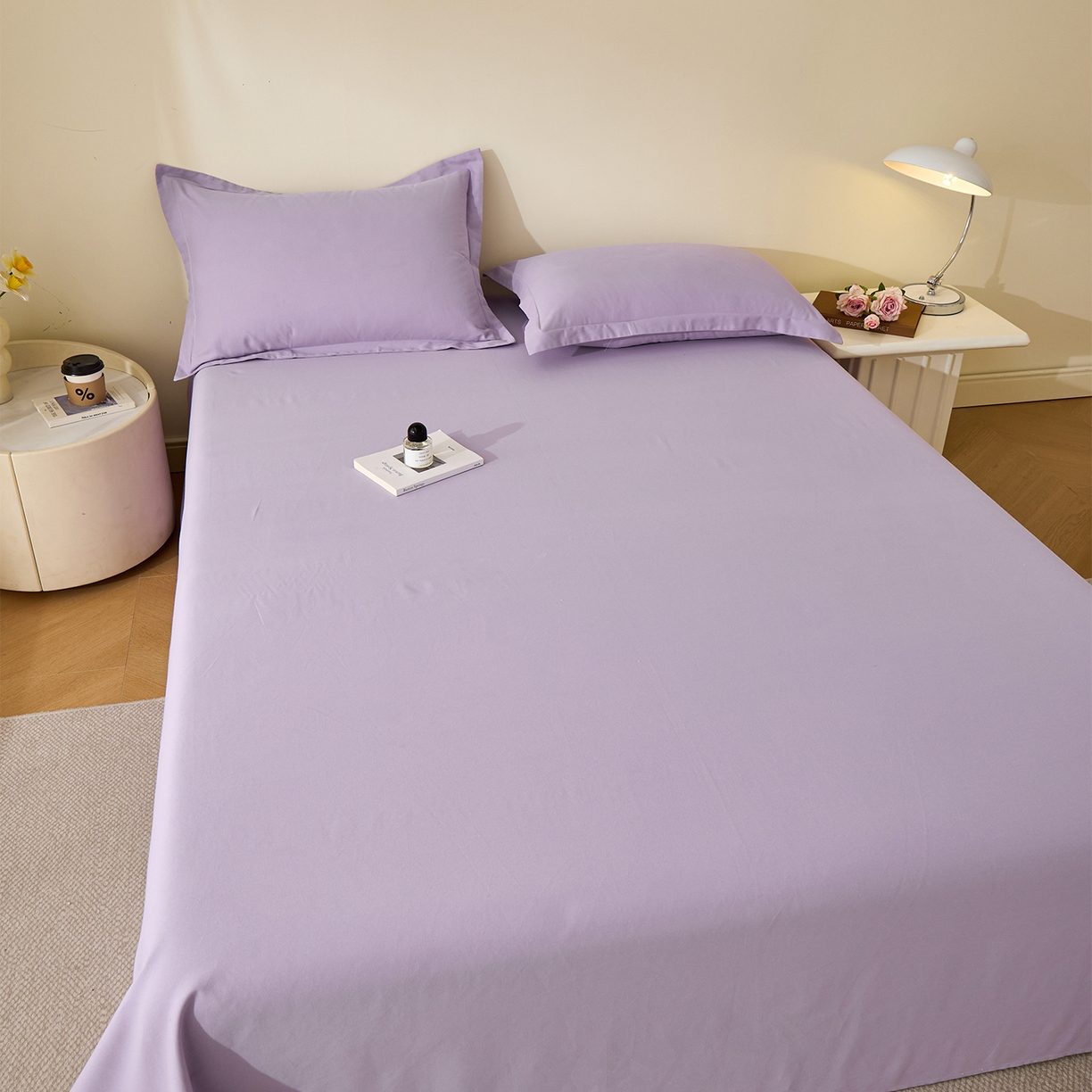 91家纺网 家纺一手货源 找家纺 元元家居（元元被业） 2025新款全棉纯棉磨毛纯色单床单 慕山紫