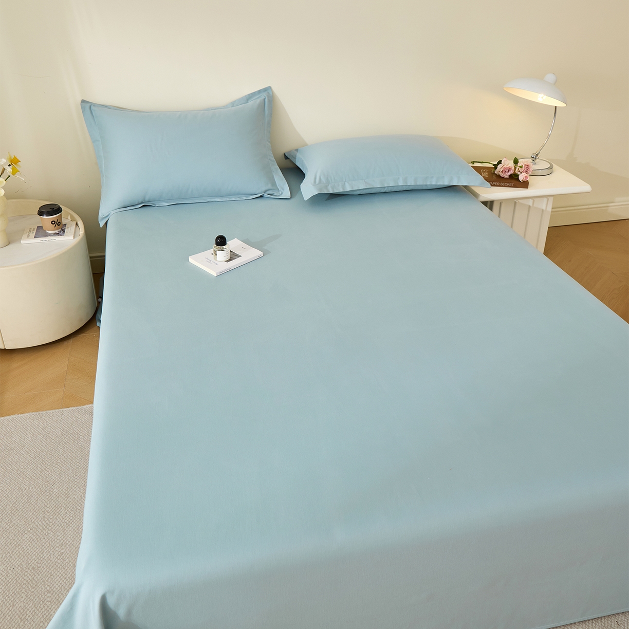 91家纺网 家纺一手货源 找家纺 元元家居（元元被业） 2025新款全棉纯棉磨毛纯色单床单 丹青