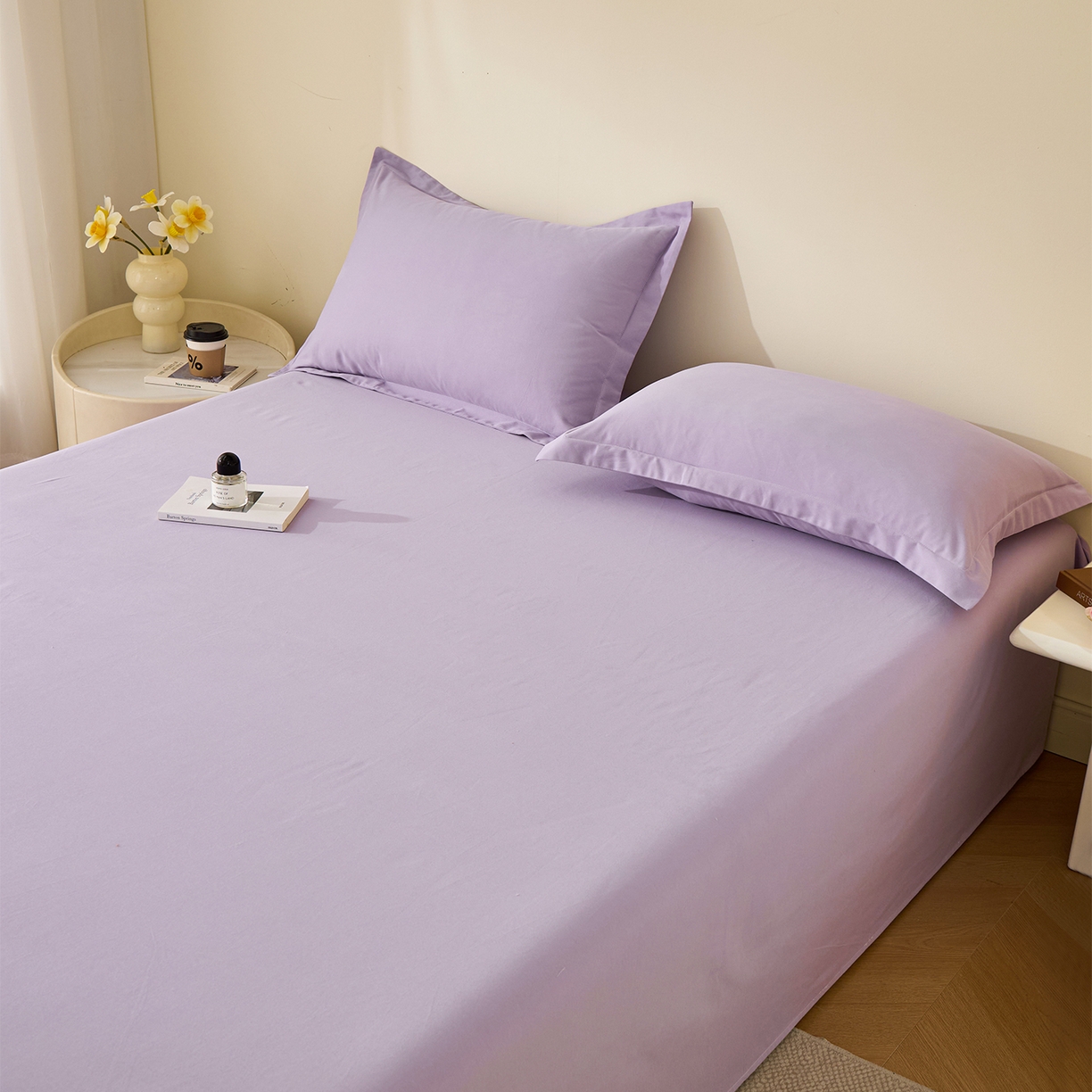 91家纺网 家纺一手货源 找家纺 元元家居（元元被业） 2025新款全棉纯棉磨毛纯色单床单 慕山紫