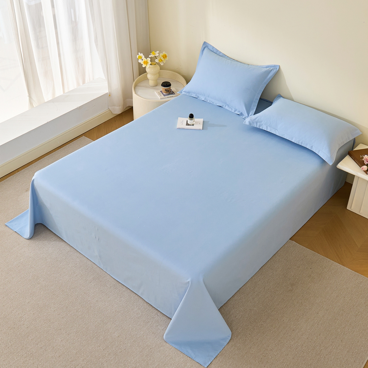 91家纺网 家纺一手货源 找家纺 （总）元元家居（元元被业） 2025新款全棉纯棉磨毛纯色单床单