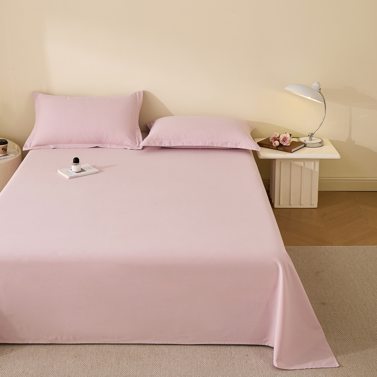 91家纺网 家纺一手货源 找家纺 元元家居（元元被业） 2025新款全棉纯棉磨毛纯色单床单 水粉