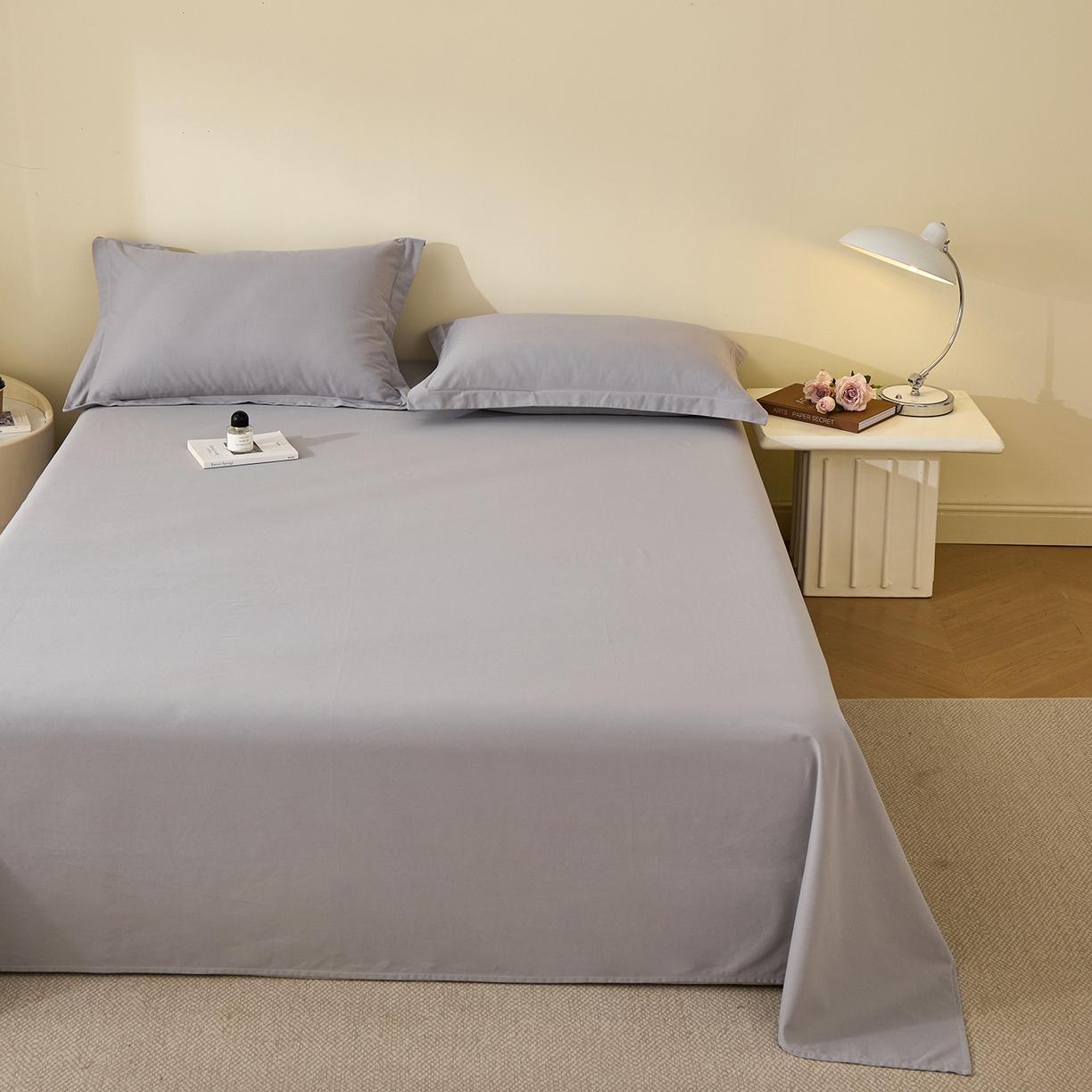 91家纺网 家纺一手货源 找家纺 元元家居（元元被业） 2025新款全棉纯棉磨毛纯色单床单 烟灰