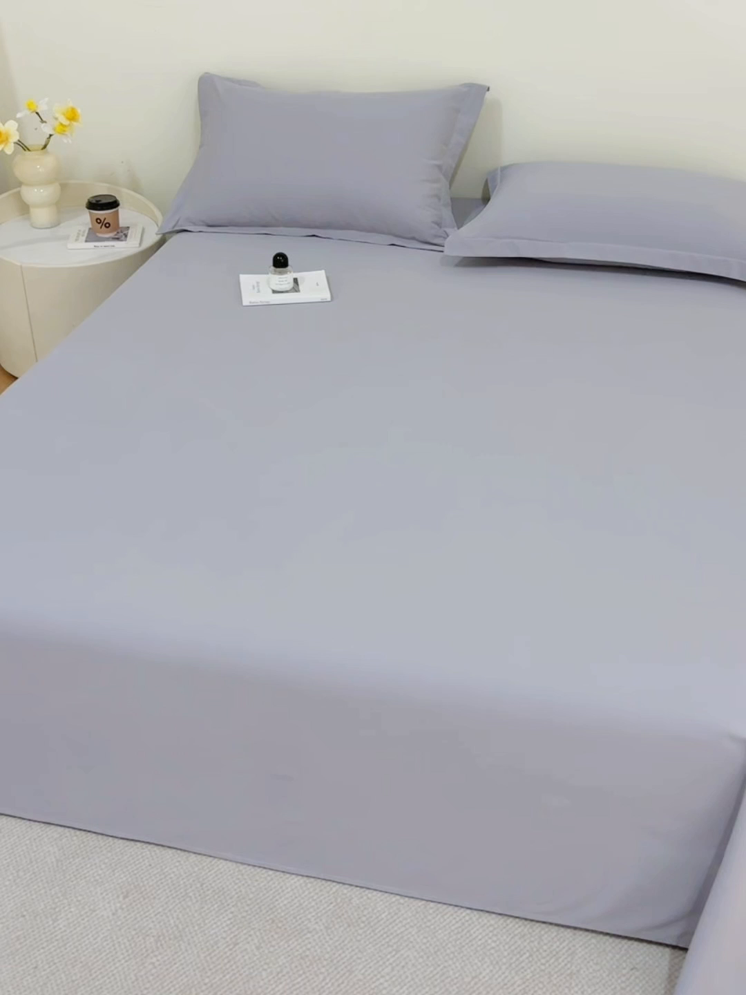 91家纺网 家纺一手货源 找家纺 元元家居（元元被业） 2025新款全棉纯棉磨毛纯色单床单 烟灰