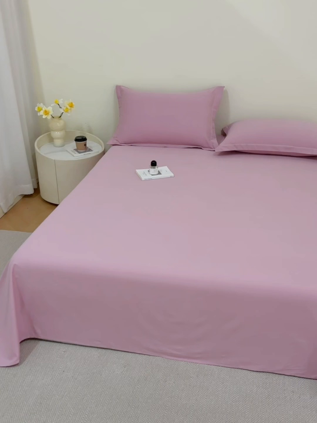 91家纺网 家纺一手货源 找家纺 元元家居（元元被业） 2025新款全棉纯棉磨毛纯色单床单 芝士粉