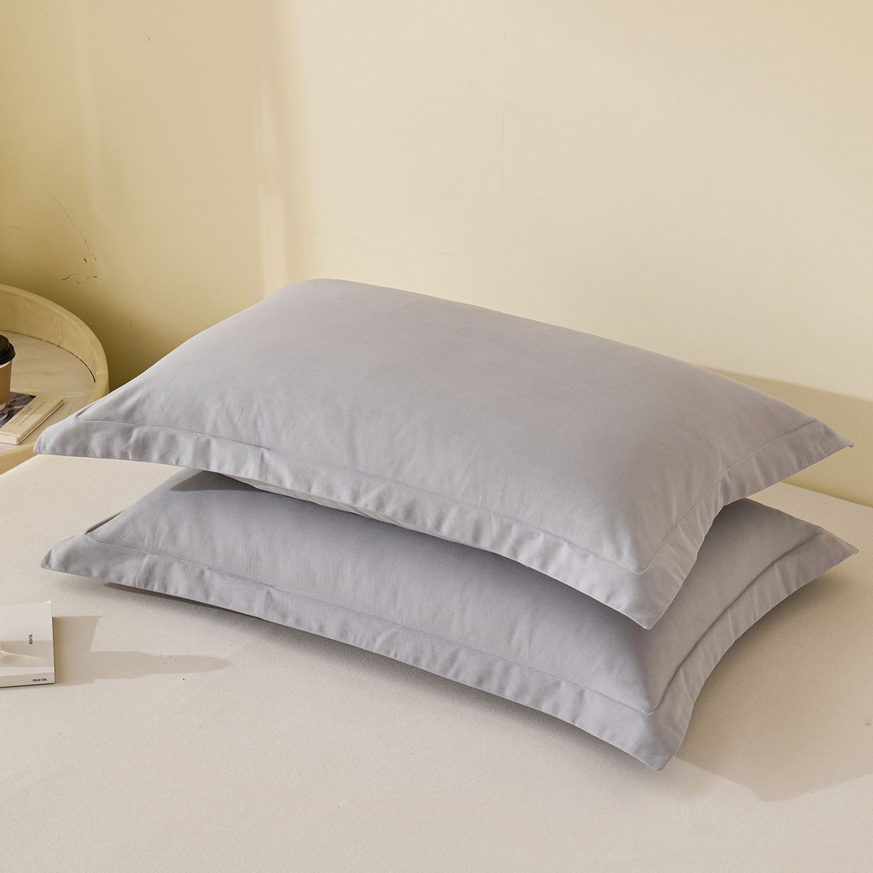 元元家居（元元被业） 2025新款全棉纯棉磨毛纯色单枕套 烟灰