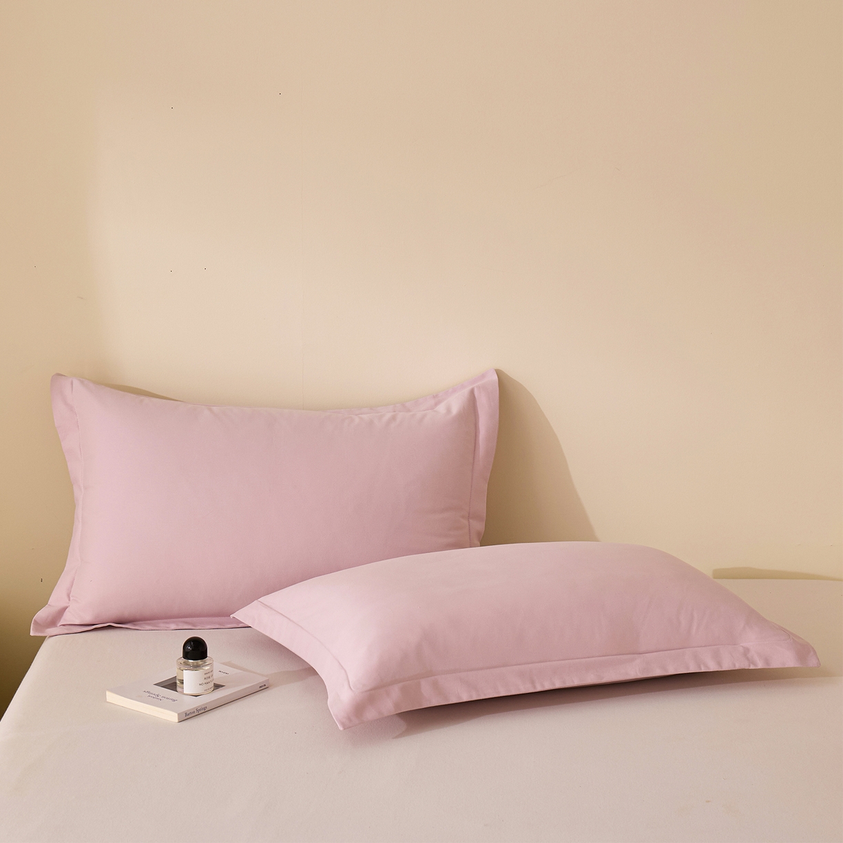 91家纺网 家纺一手货源 找家纺 元元家居（元元被业） 2025新款全棉纯棉磨毛纯色单枕套 水粉