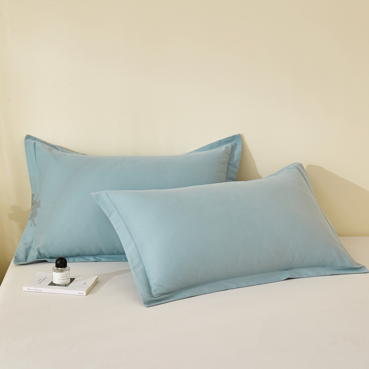 91家纺网 家纺一手货源 找家纺 元元家居（元元被业） 2025新款全棉纯棉磨毛纯色单枕套 丹青