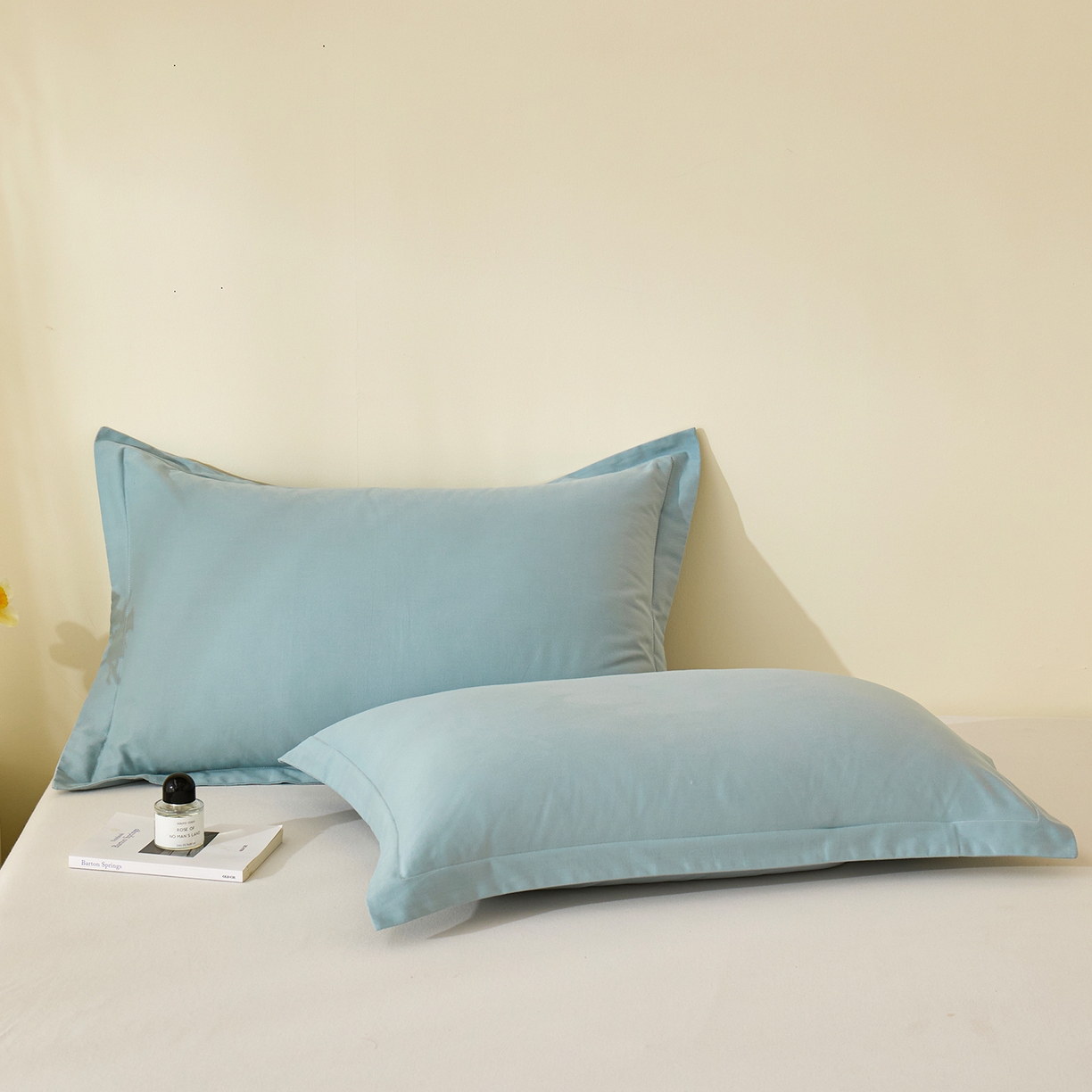 91家纺网 家纺一手货源 找家纺 元元家居（元元被业） 2025新款全棉纯棉磨毛纯色单枕套 丹青