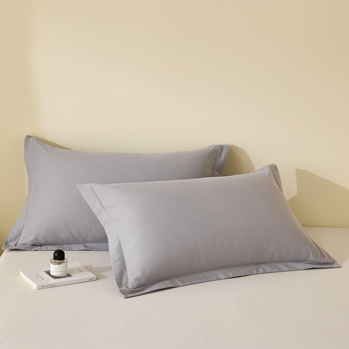 91家纺网 家纺一手货源 找家纺 元元家居（元元被业） 2025新款全棉纯棉磨毛纯色单枕套 烟灰