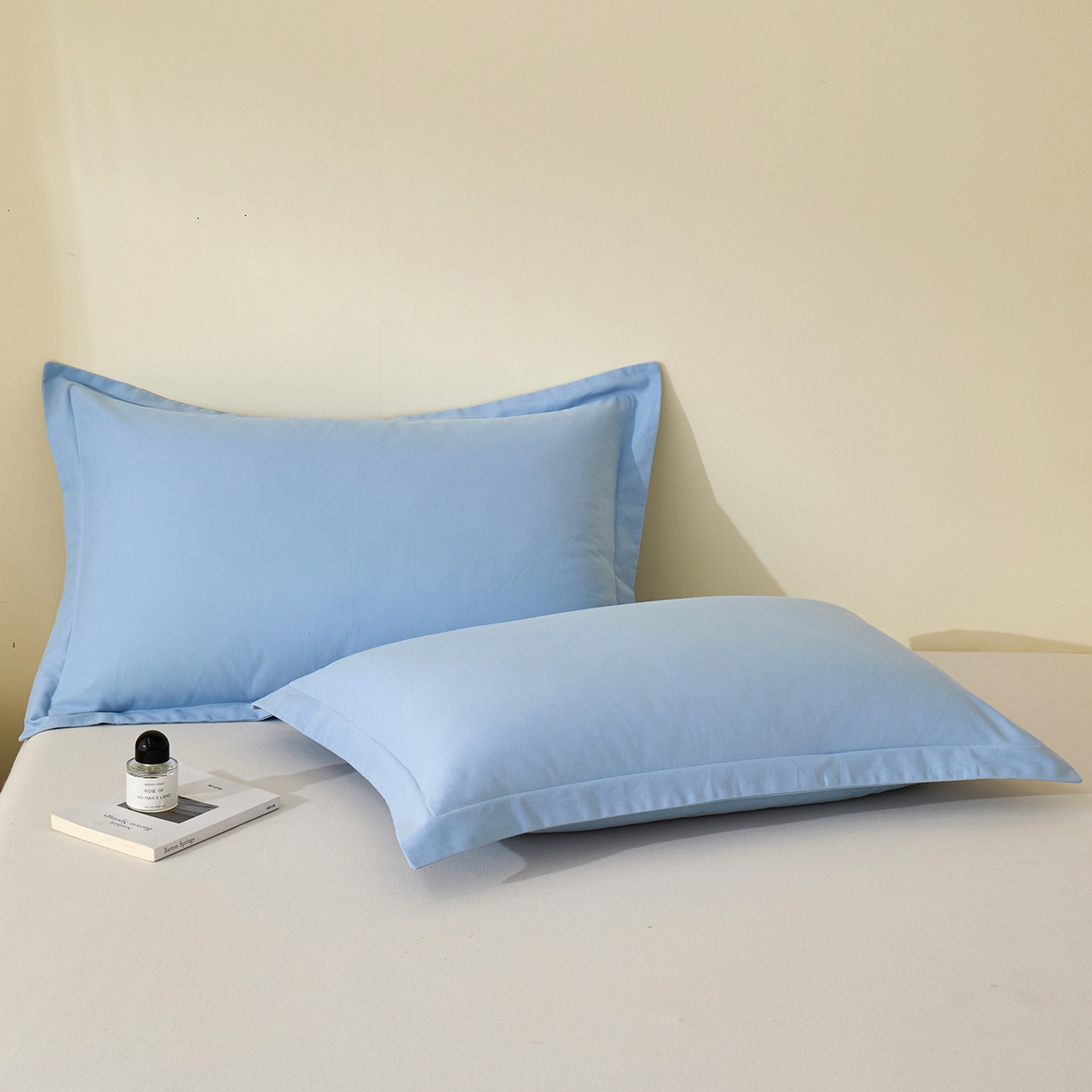 91家纺网 家纺一手货源 找家纺 元元家居（元元被业） 2025新款全棉纯棉磨毛纯色单枕套 景泰蓝