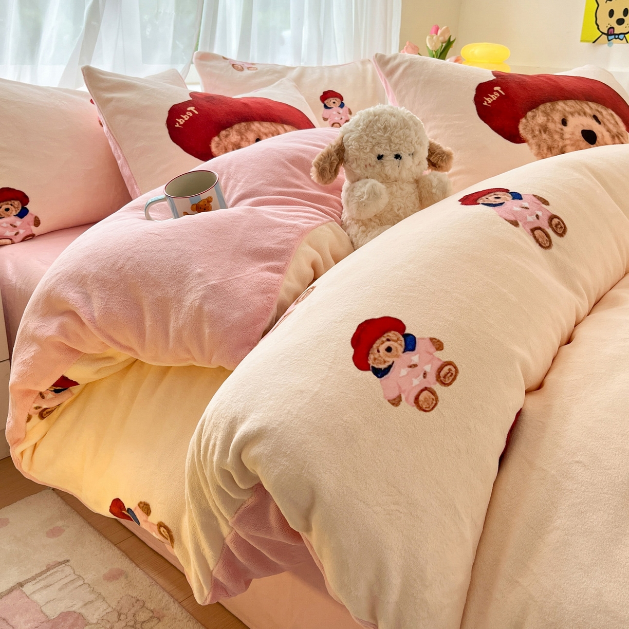 如一 2025新款高克重卡通印花牛奶绒四件套第三批 贵族熊