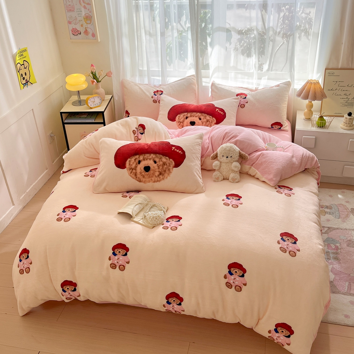 91家纺网 家纺一手货源 找家纺 如一 2025新款高克重卡通印花牛奶绒四件套第三批 贵族熊