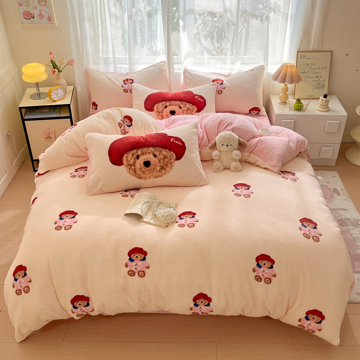 91家纺网 家纺一手货源 找家纺 如一 2025新款高克重卡通印花牛奶绒四件套第三批 贵族熊