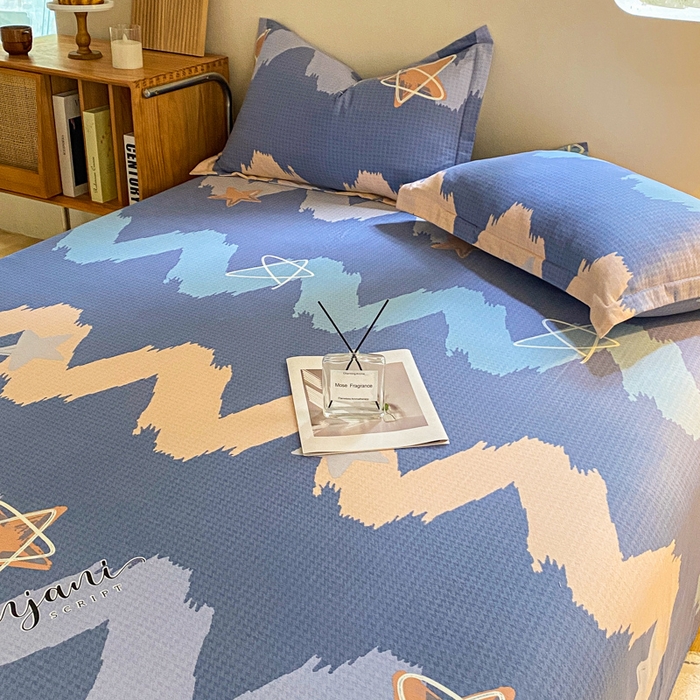 91家纺网 家纺一手货源 找家纺 小叮当家纺仓储工厂店 2025新款（买家秀 不断货）A类全棉纯棉磨毛单床单 床单单件 波纹蓝