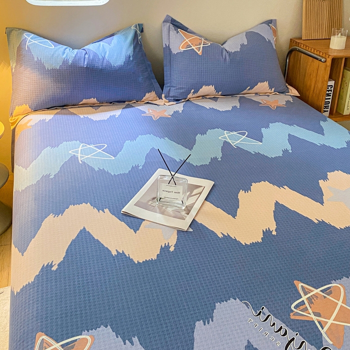 91家纺网 家纺一手货源 找家纺 小叮当家纺仓储工厂店 2025新款（买家秀 不断货）A类全棉纯棉磨毛单床单 床单单件 波纹蓝