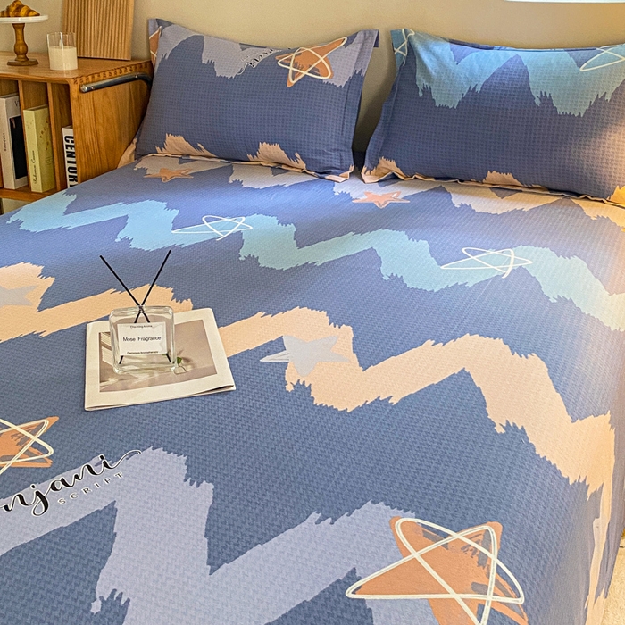 91家纺网 家纺一手货源 找家纺 小叮当家纺仓储工厂店 2025新款（买家秀 不断货）A类全棉纯棉磨毛单床单 床单单件 波纹蓝