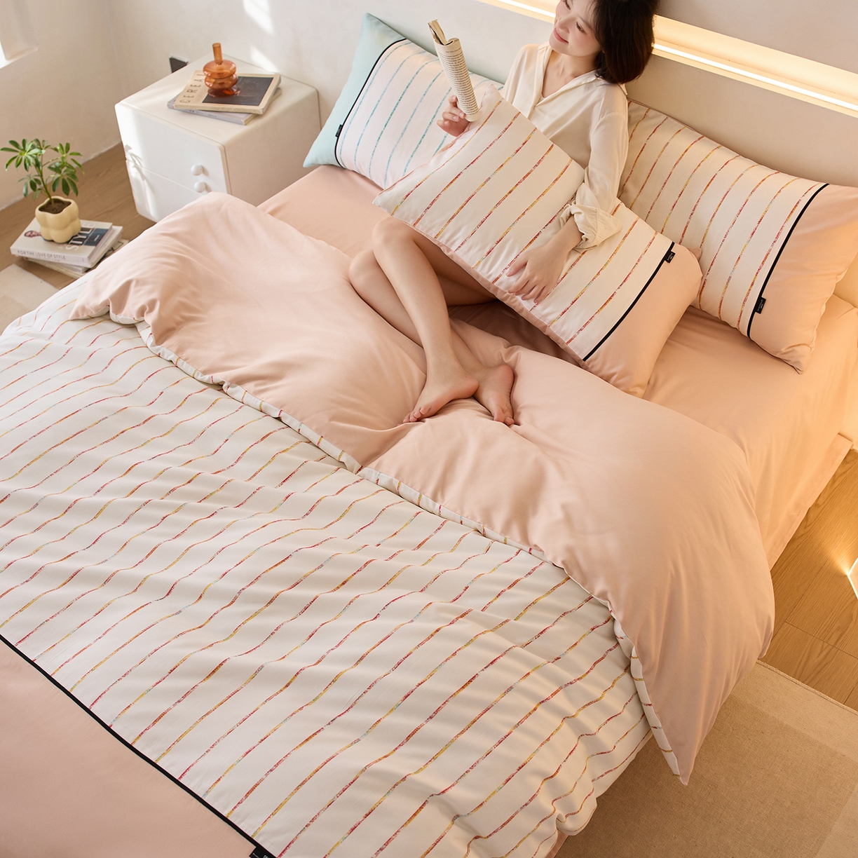 91家纺网 家纺一手货源 找家纺 （总）安莱生活 2025新品天丝棉磨毛（1+1+1>3）暖漾系列四件套