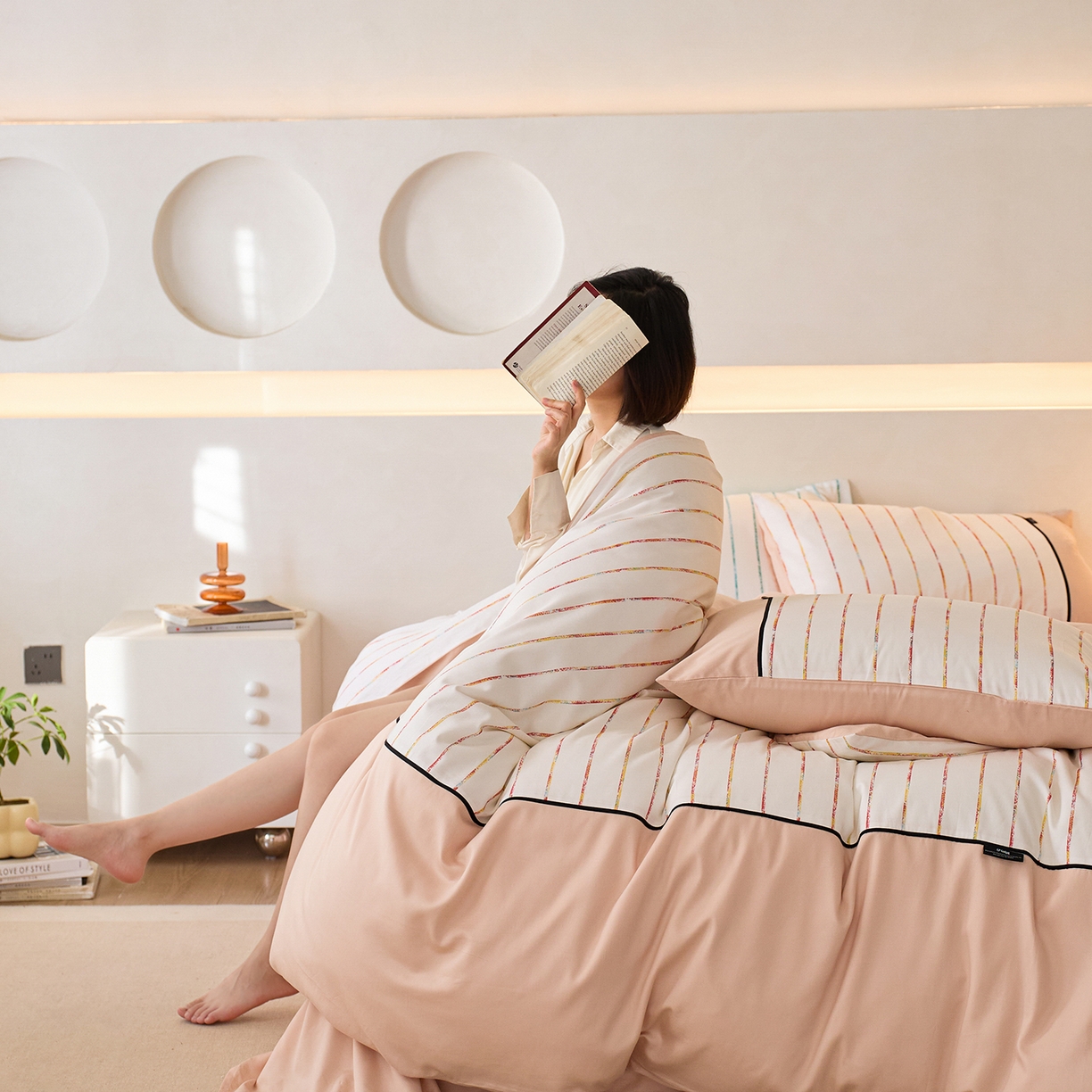 91家纺网 家纺一手货源 找家纺 安莱生活 2025新品天丝棉磨毛（1+1+1>3）暖漾系列四件套 暖漾-粉